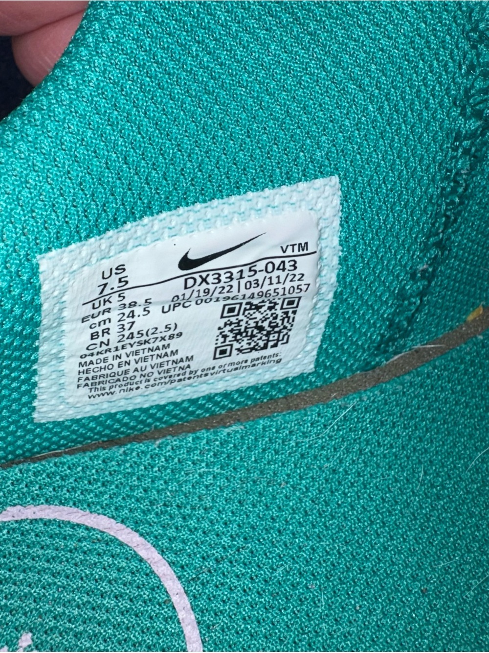 Nike Air Max Excee Womens Pure Platinum White teal sneakers SZ 7.5 - Picture 6 of 7